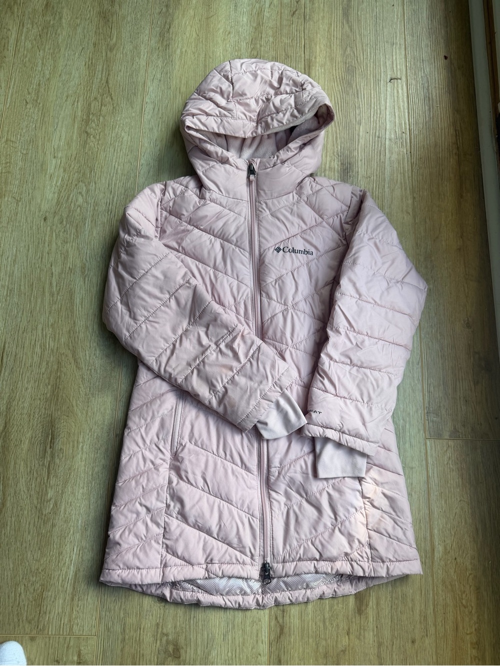 Columbia Light Pink Quilted Hooded Girls' Puffer Jacket